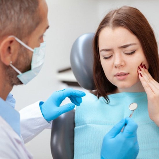 a patient suffering from an orthodontic emergency