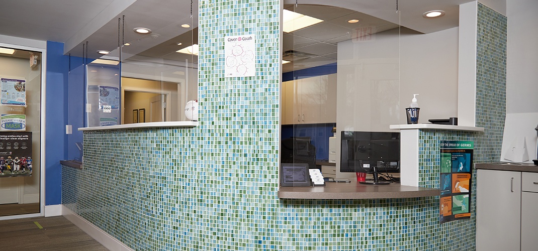 Tablet computers and fun seating in orthodontic office waiting room