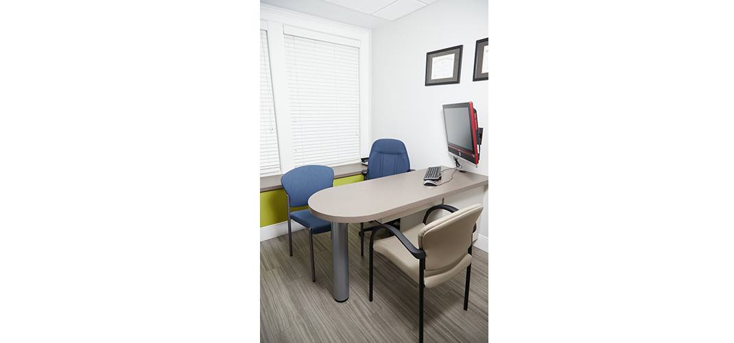 Tablet computers and fun seating in orthodontic office waiting room