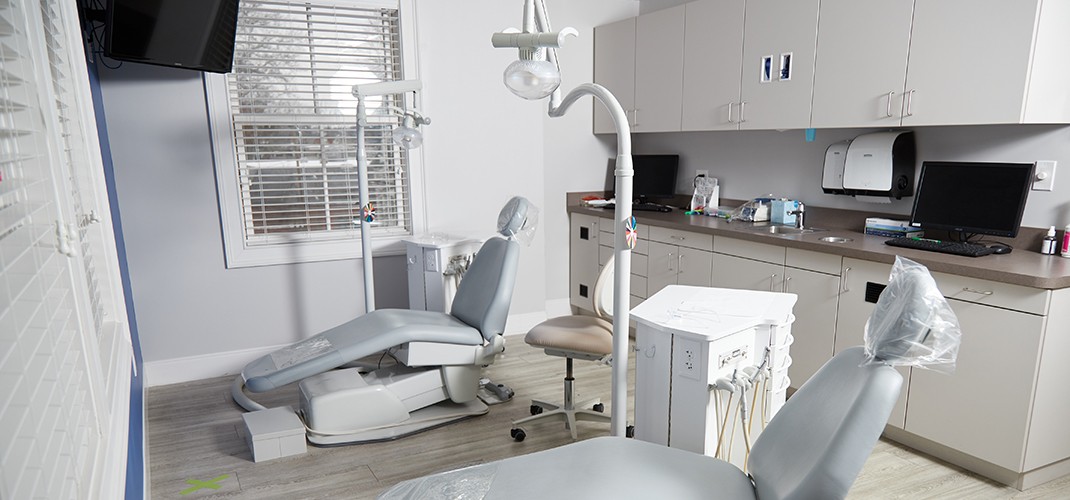 Tablet computers and fun seating in orthodontic office waiting room