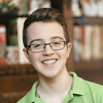 Teen boy with braces