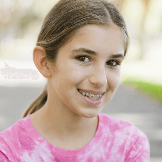 Smiling teen girl with braces